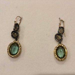 Never worn--Earrings with green stone